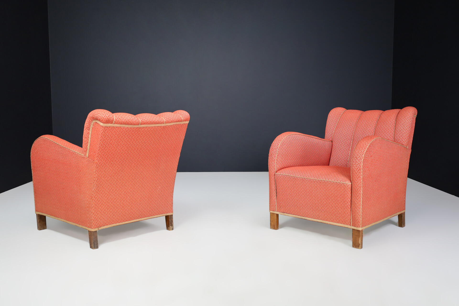 Antique Art deco arm chairs with original upholstery Praque 1930s Early-20th century