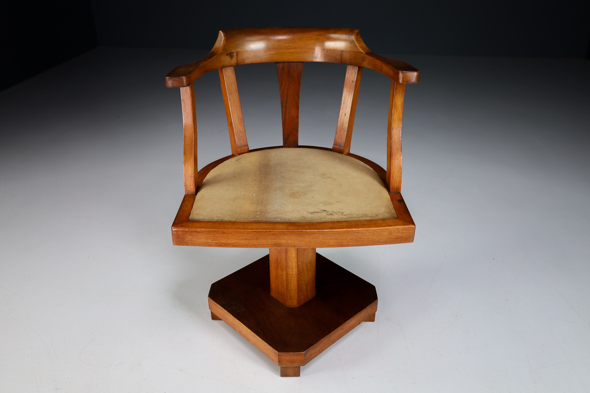 Antique Art deco Walnut Swivel Arm chair / office chair , Vienna 1920 Early-20th century