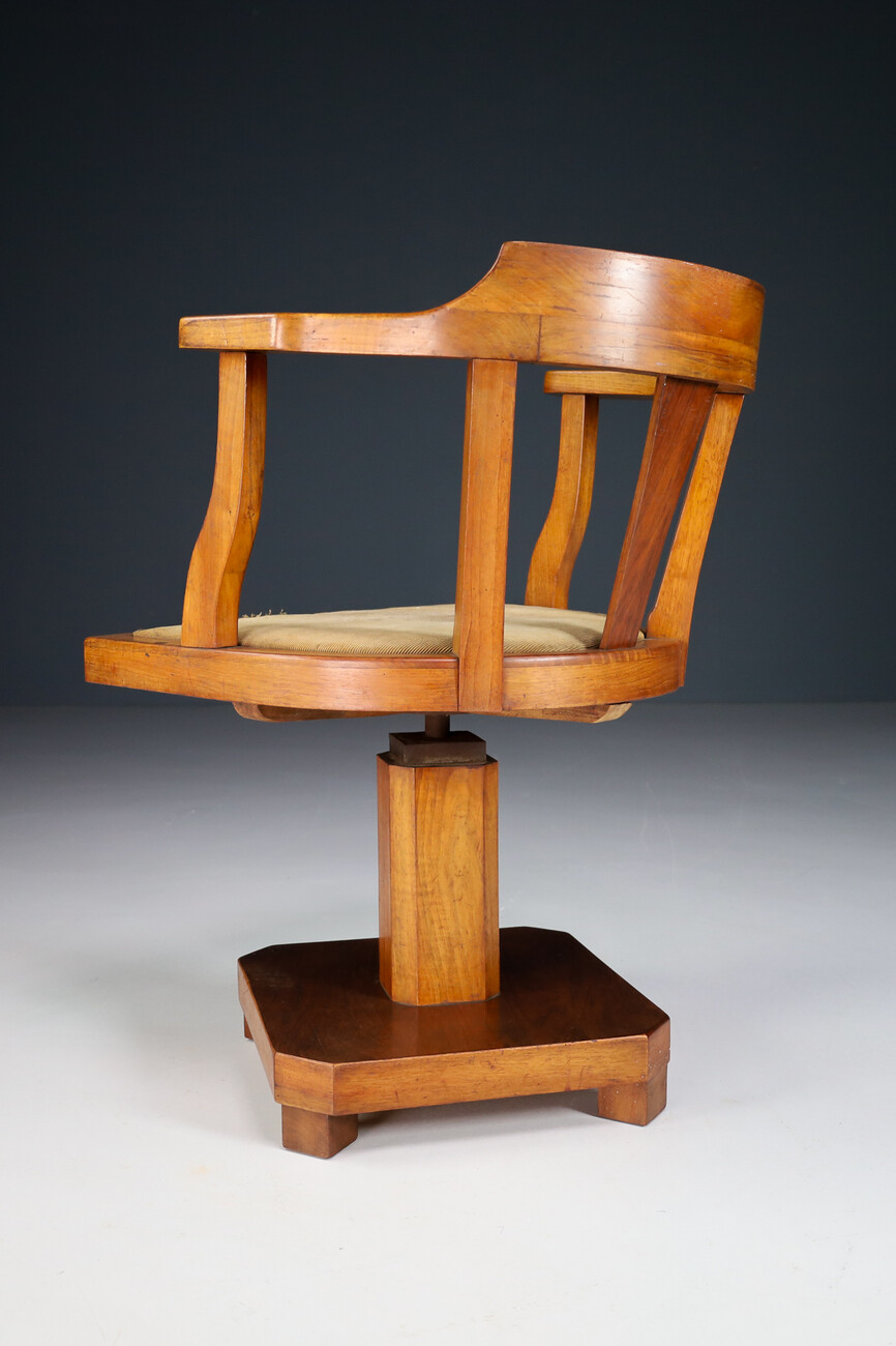 Antique Art deco Walnut Swivel Arm chair / office chair , Vienna 1920 Early-20th century