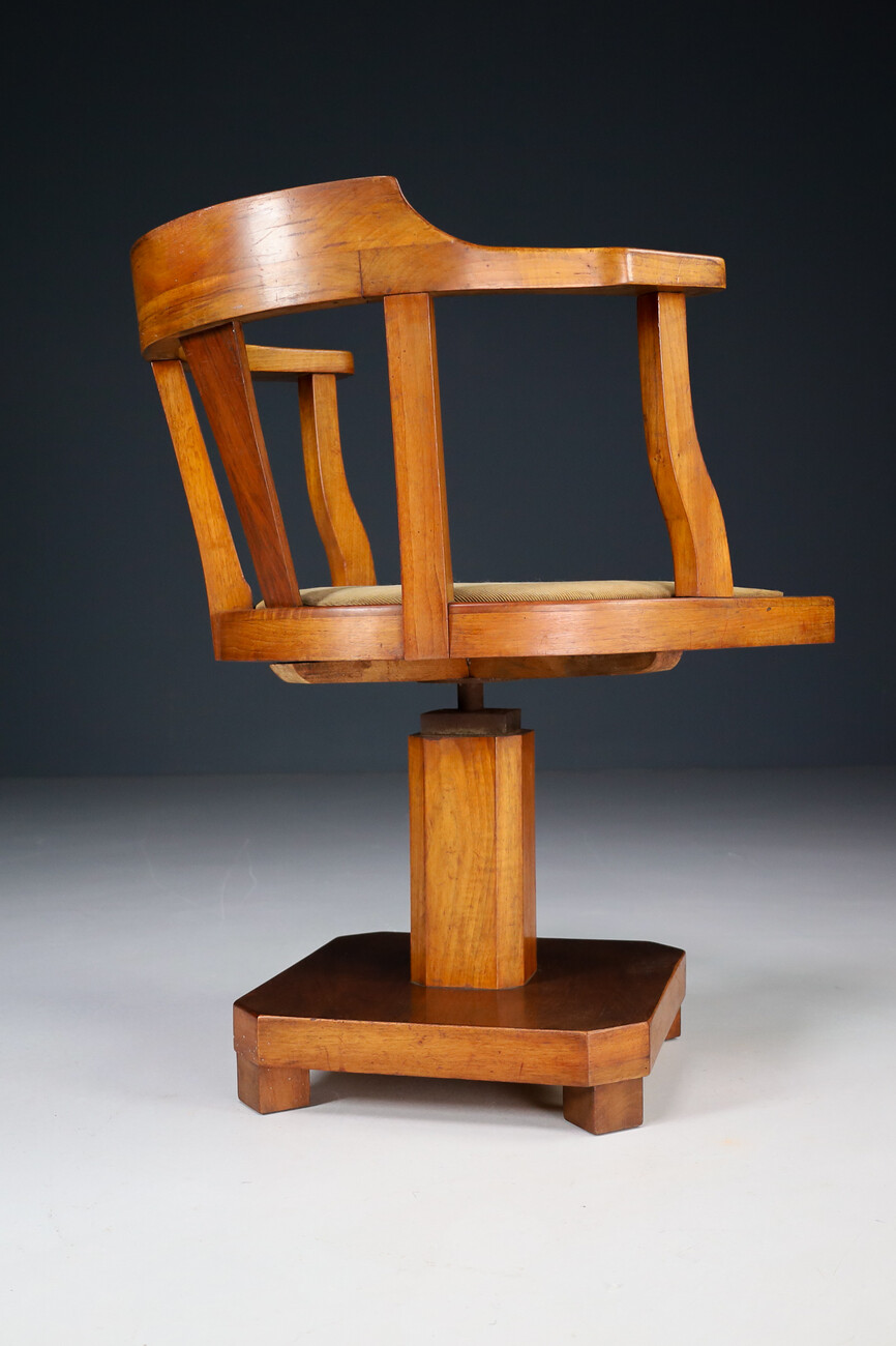 Antique Art deco Walnut Swivel Arm chair / office chair , Vienna 1920 Early-20th century