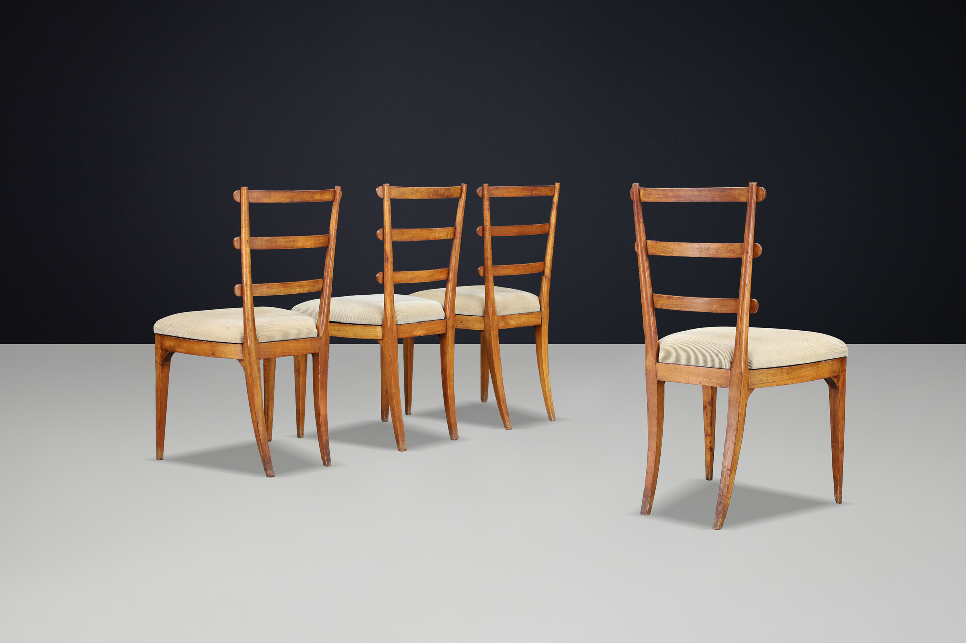 Antique Ash Biedermeier Chairs with upholstered seats , Vienna 1820s Early-18th century