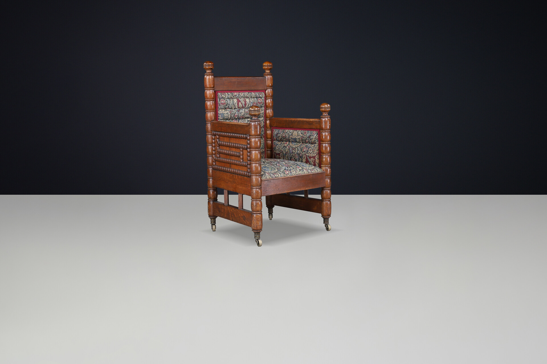 Antique Moorish Revival Armchair with Original Tapestry France 1900 Late-19th century