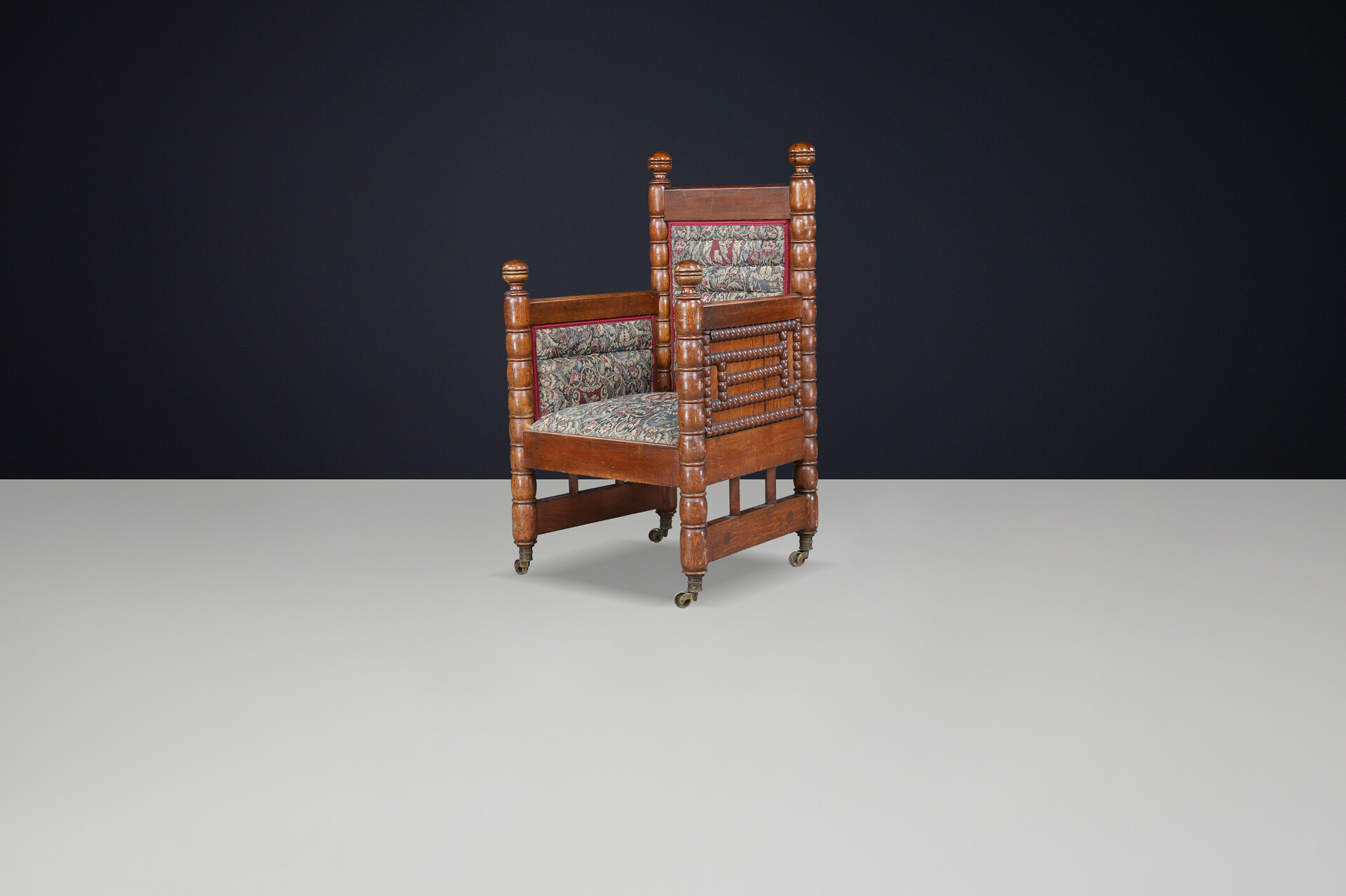 Antique Moorish Revival Armchair with Original Tapestry France 1900 Late-19th century