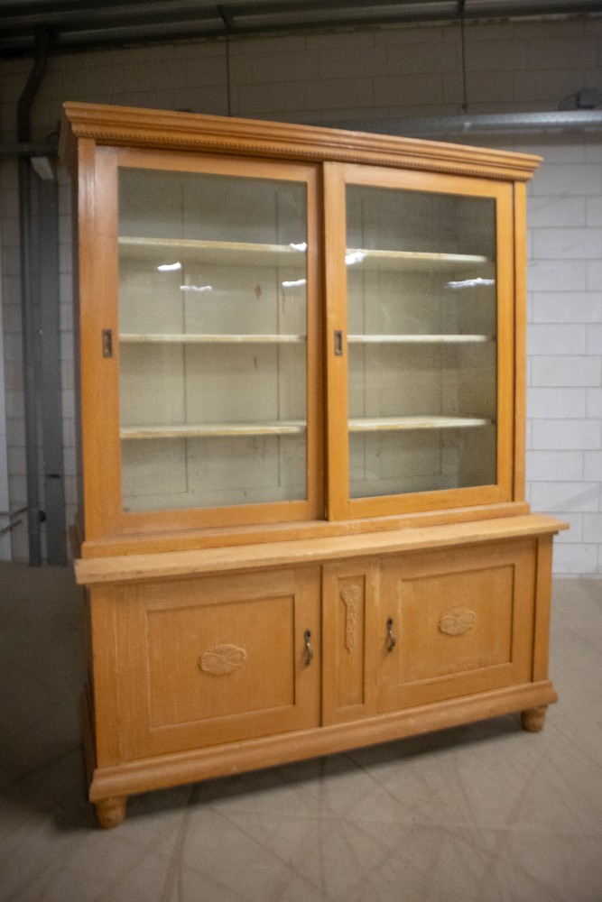 Antique Wood Pine Display Caininet Early-20th century Germany 