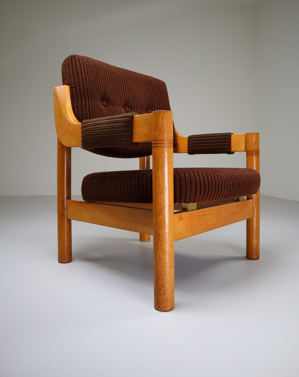 Armchairs with Robust Oak Wooden Frame, the Netherlands, 1960s 