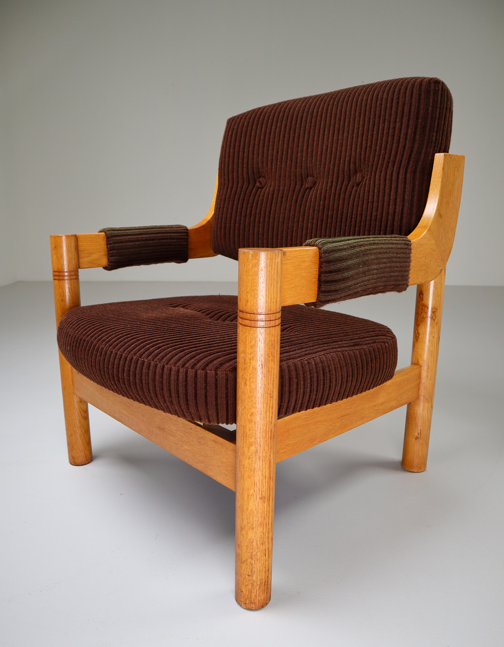 Armchairs with Robust Oak Wooden Frame, the Netherlands, 1960s 