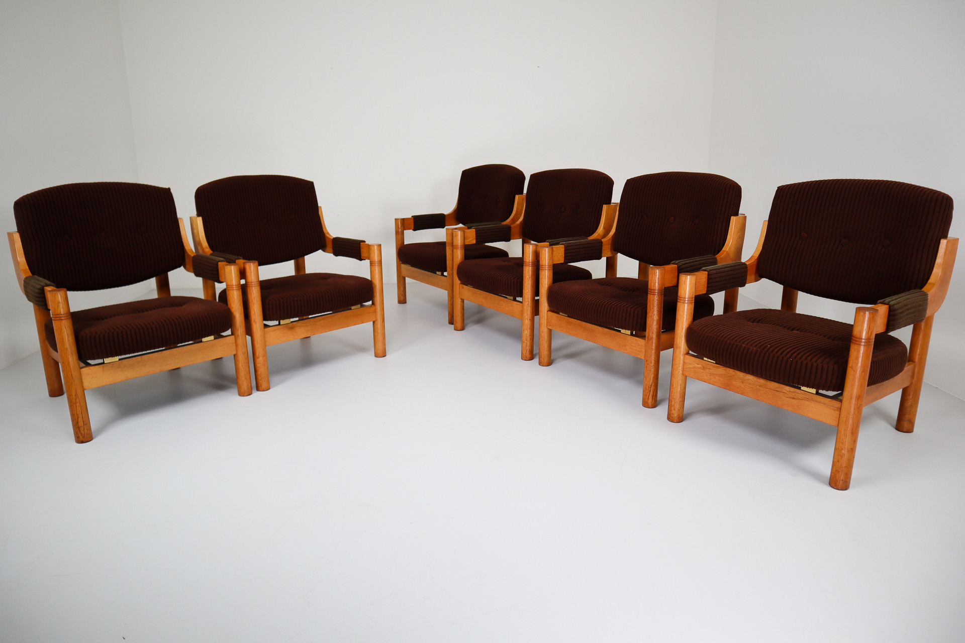 Armchairs with Robust Oak Wooden Frame, the Netherlands, 1960s 