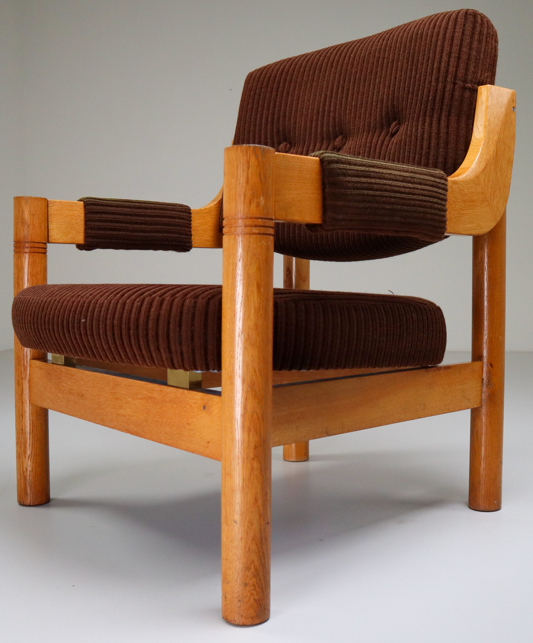 Armchairs with Robust Oak Wooden Frame, the Netherlands, 1960s 