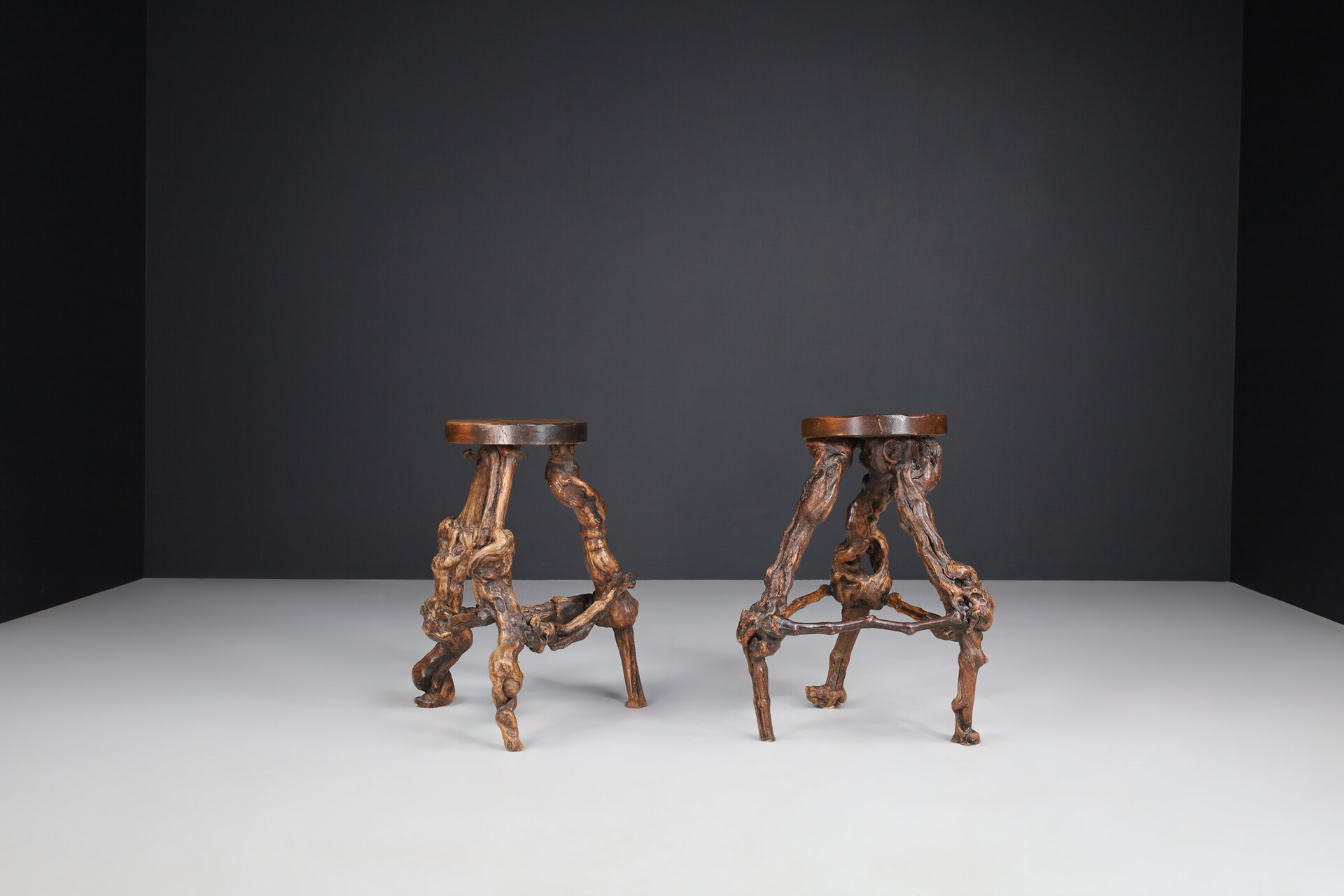 Art and craft Handcrafted Grapevine Root Stools / side tables , France 1950s Mid-20th century