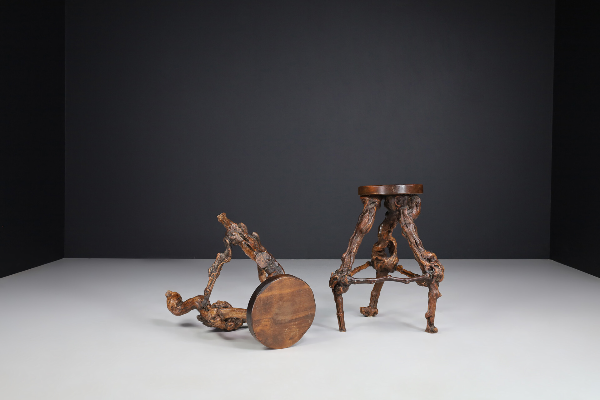 Art and craft Handcrafted Grapevine Root Stools / side tables , France 1950s Mid-20th century