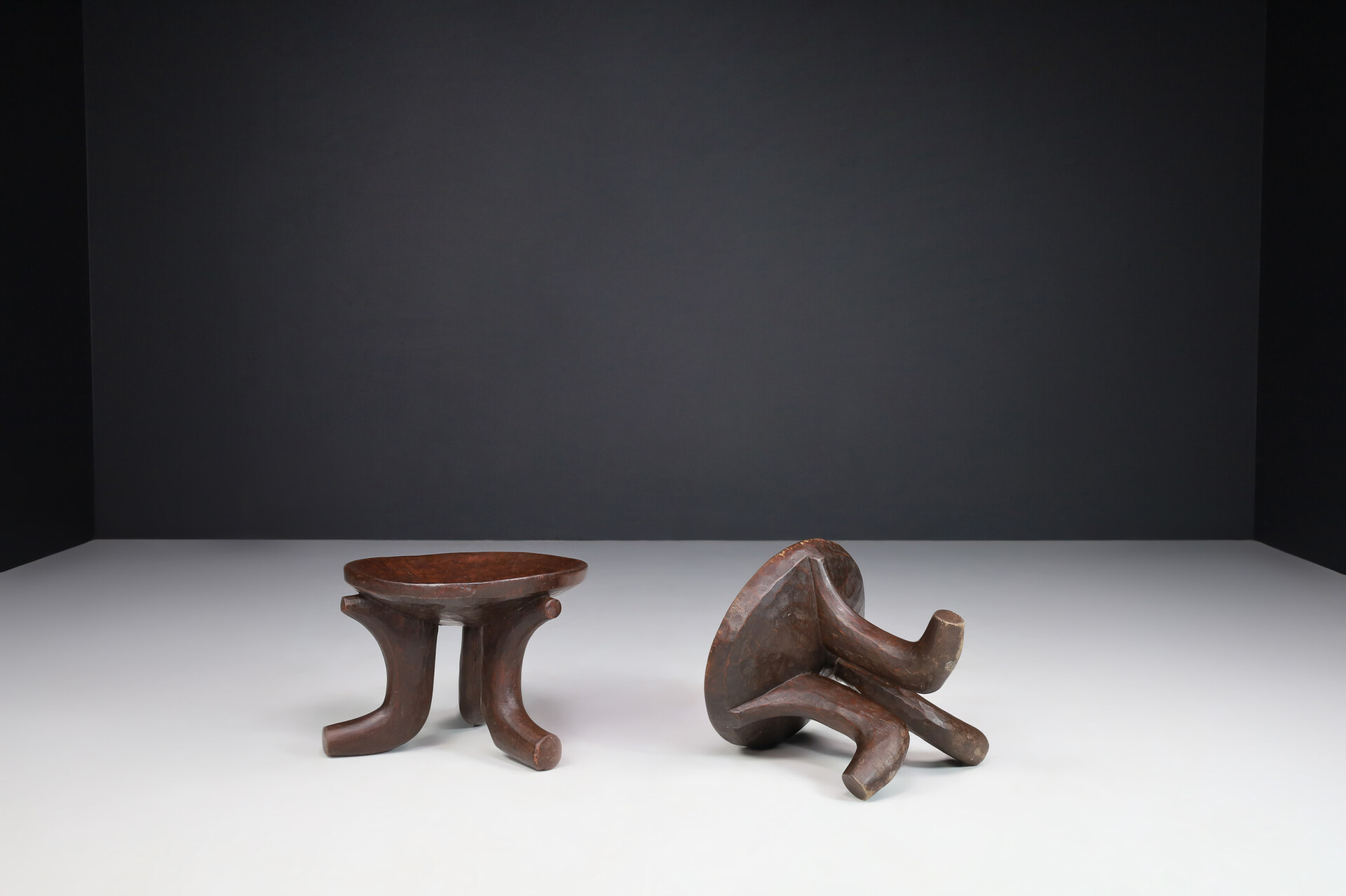 Art and craft OLD POKOT STOOLS WITH PATINA, Africa Kenya 1950s Mid-20th century