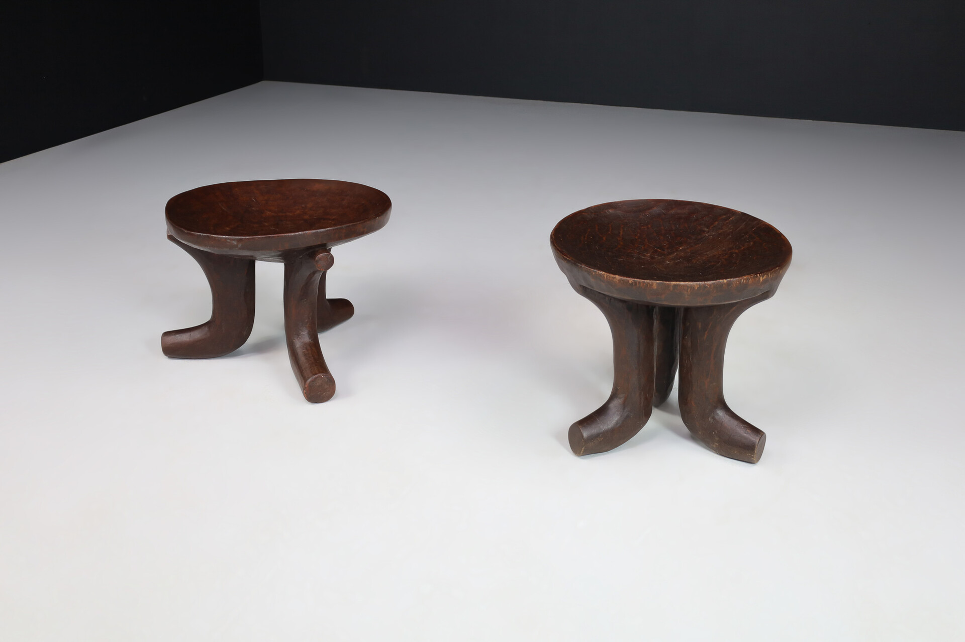 Art and craft OLD POKOT STOOLS WITH PATINA, Africa Kenya 1950s Mid-20th century