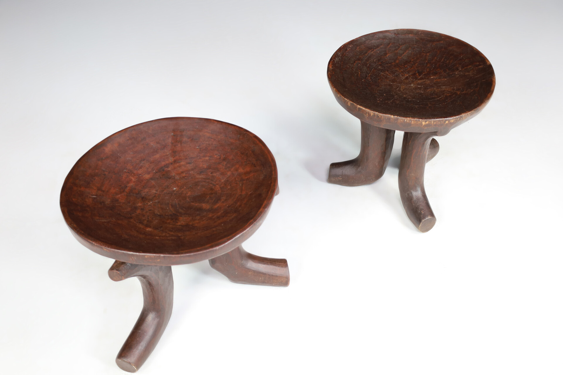 Art and craft OLD POKOT STOOLS WITH PATINA, Africa Kenya 1950s Mid-20th century