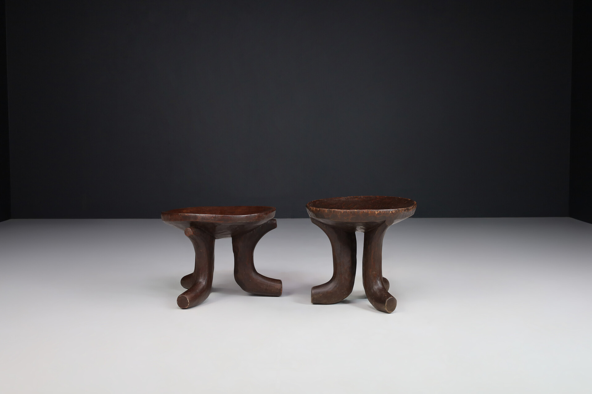 Art and craft OLD POKOT STOOLS WITH PATINA, Africa Kenya 1950s Mid-20th century