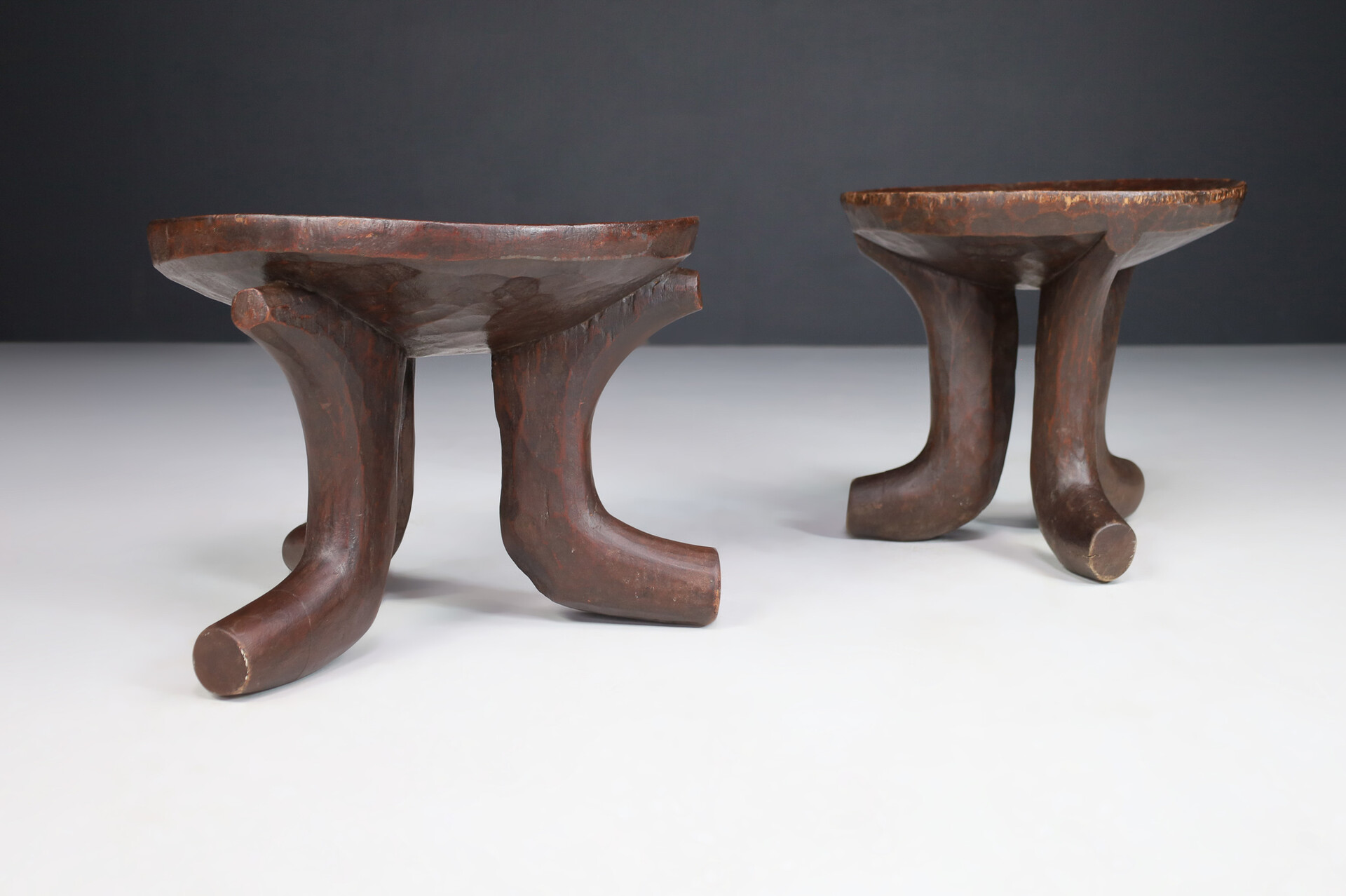 Art and craft OLD POKOT STOOLS WITH PATINA, Africa Kenya 1950s Mid-20th century