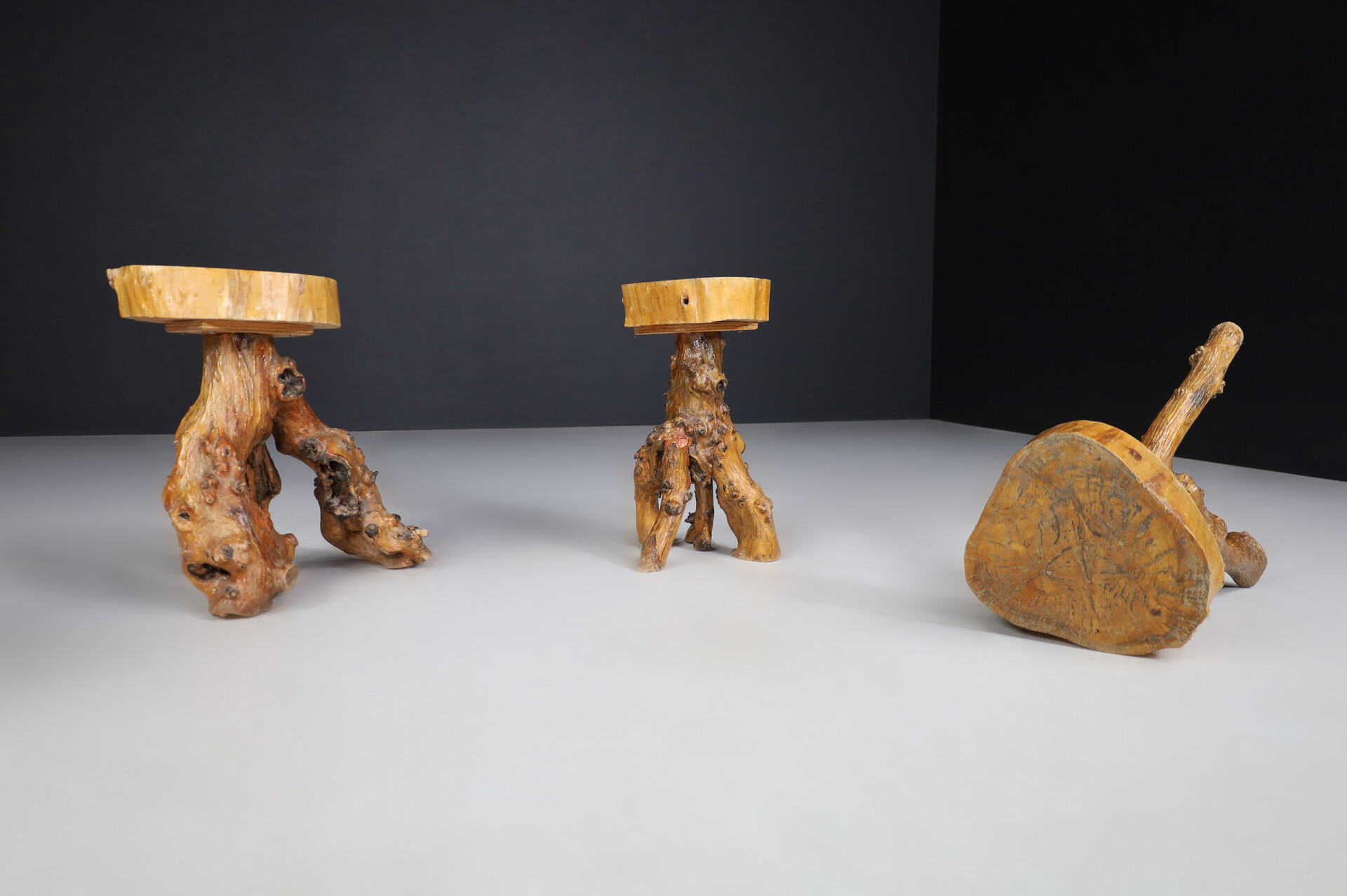 Art and craft Wooden tree stools- Tables , France 1960s Mid-20th century