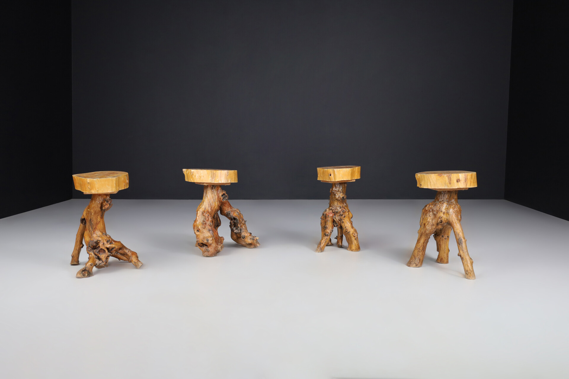 Art and craft Wooden tree stools- Tables , France 1960s Mid-20th century