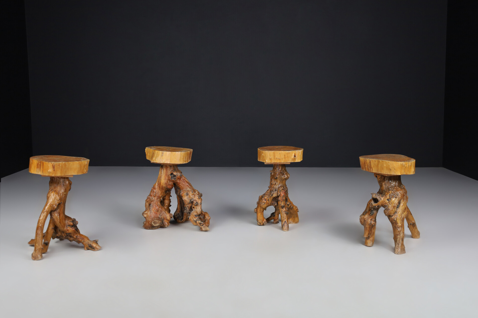 Art and craft Wooden tree stools- Tables , France 1960s Mid-20th century