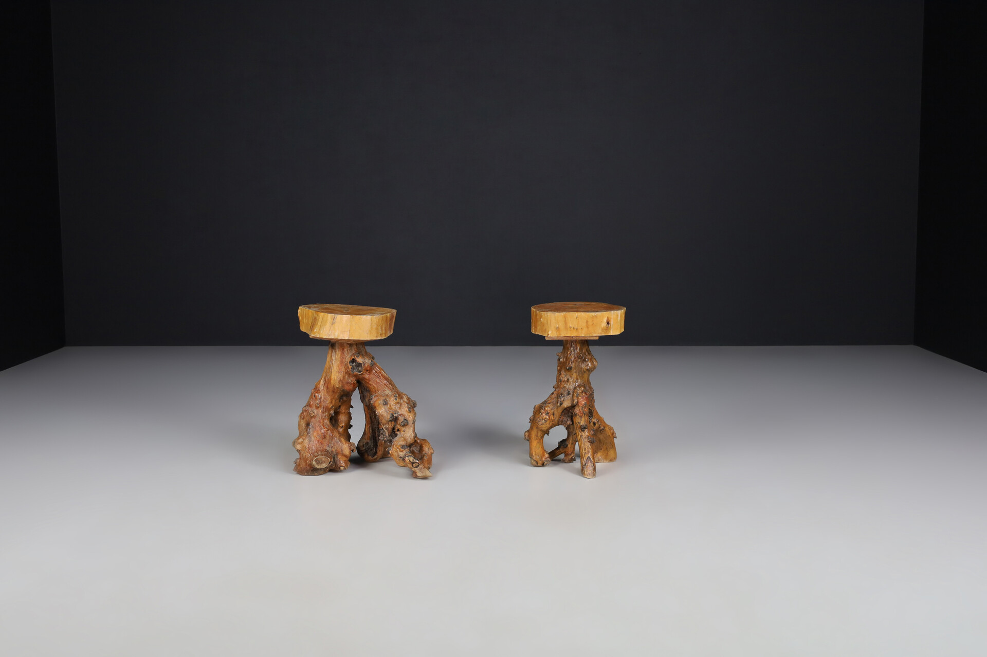 Art and craft Wooden tree stools- Tables , France 1960s Mid-20th century