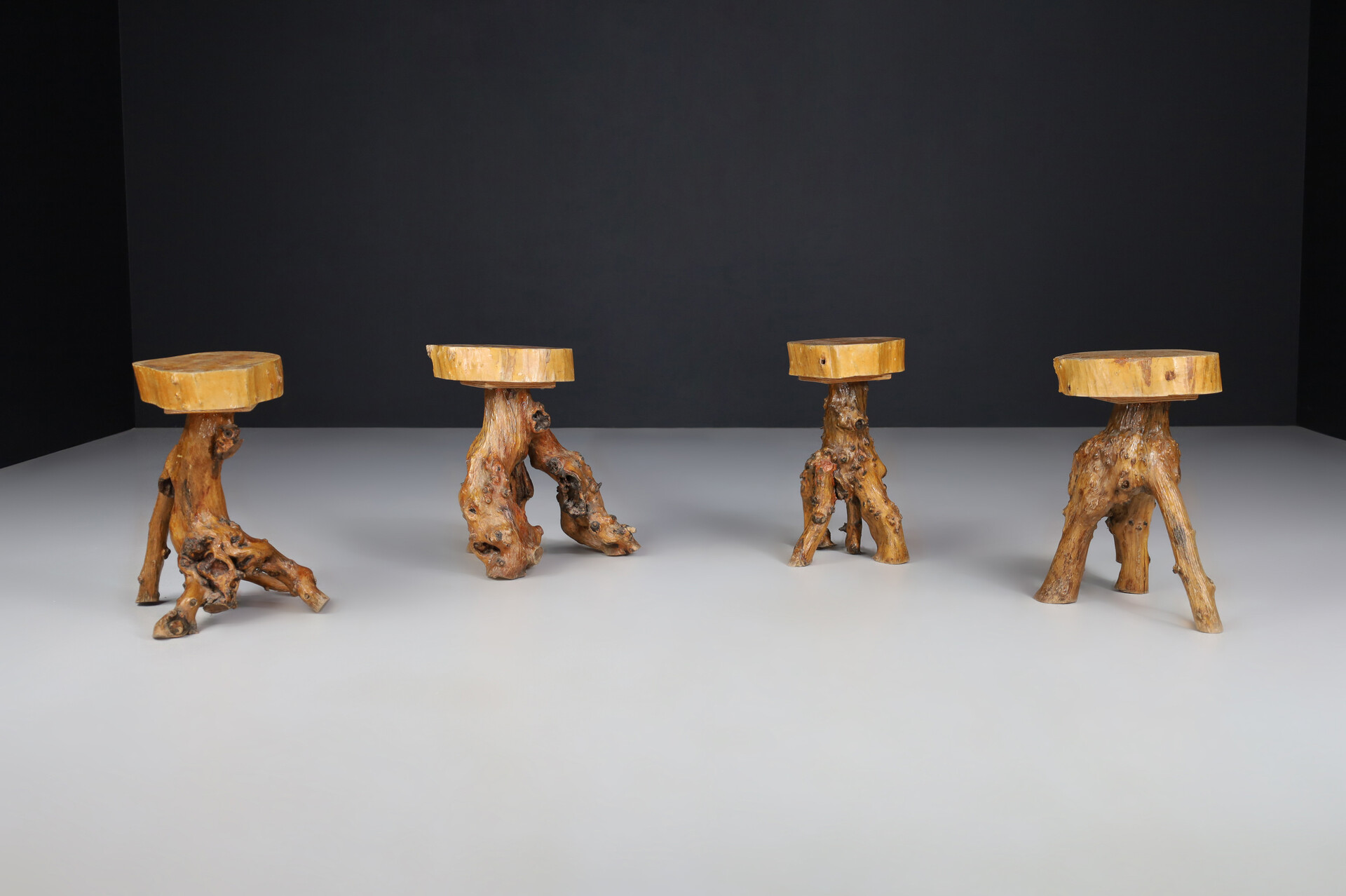 Art and craft Wooden tree stools- Tables , France 1960s Mid-20th century