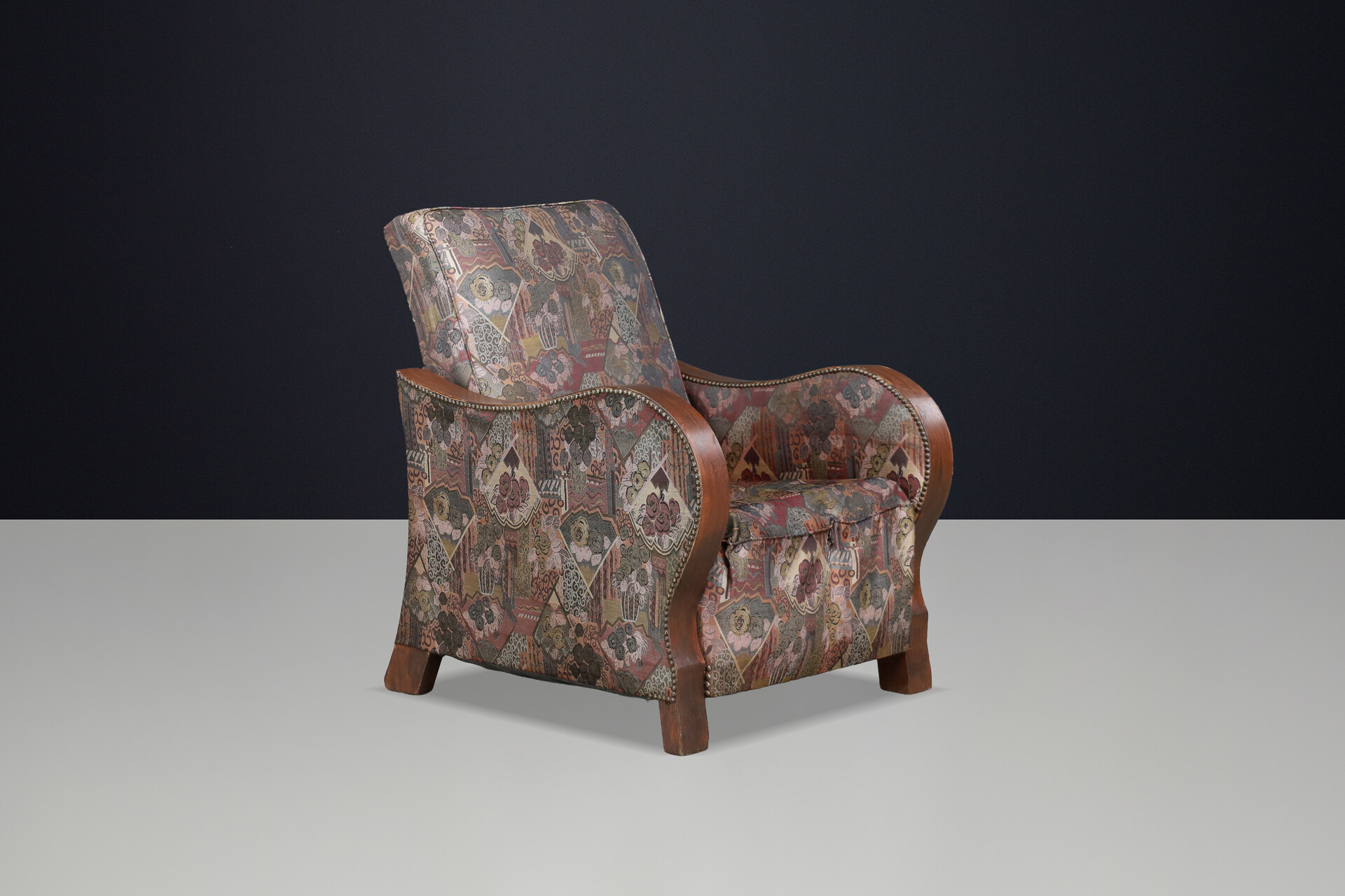 Art deco arm chair with original upholstery  Praque 1930s Early-20th century