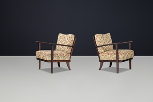 Art-Deco Arm Chairs / lounge chairs original Upholstered Fabric, Praque 1930s Mid-20th century
