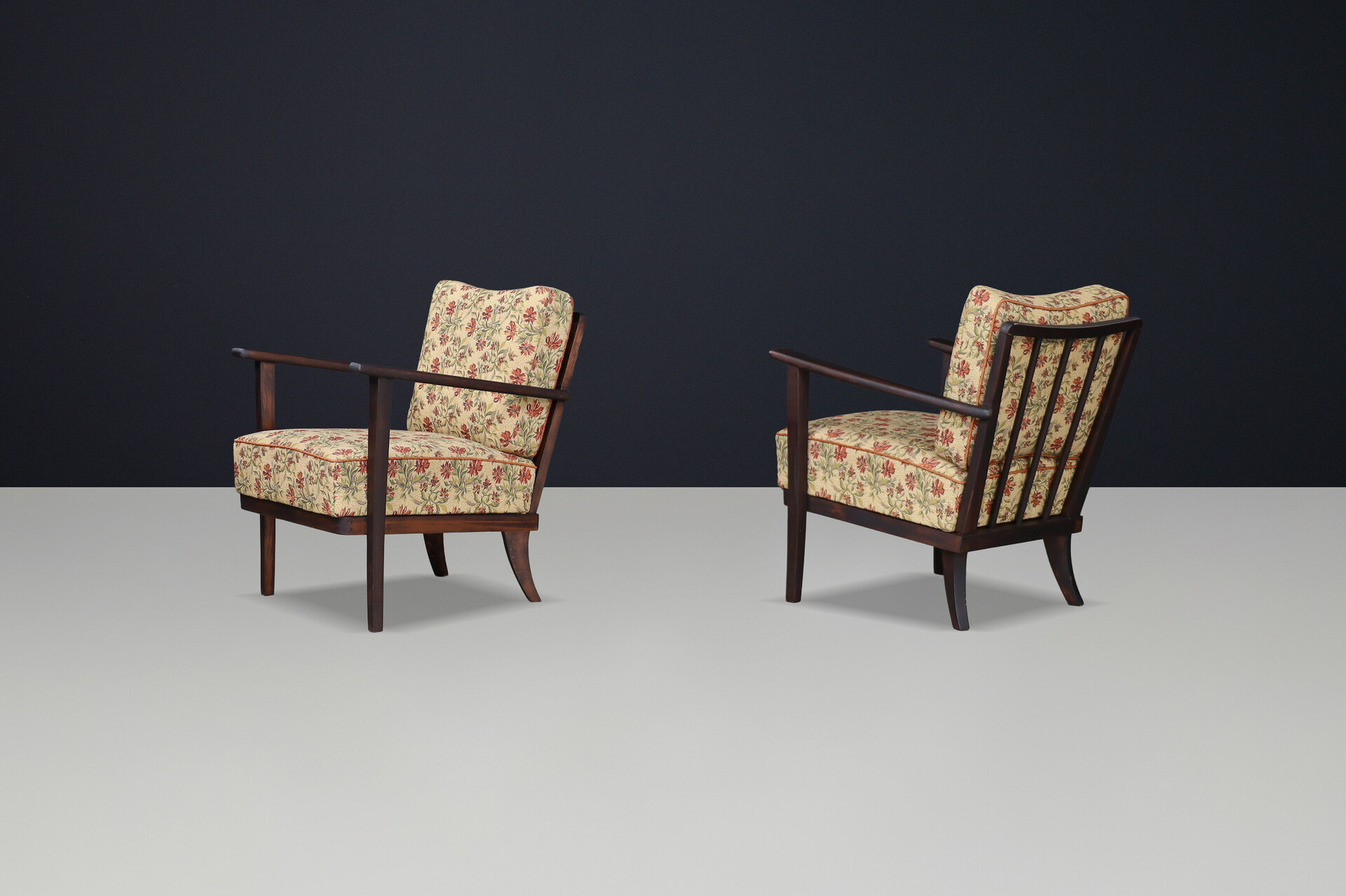 Art-Deco Arm Chairs / lounge chairs original Upholstered Fabric, Praque 1930s Mid-20th century