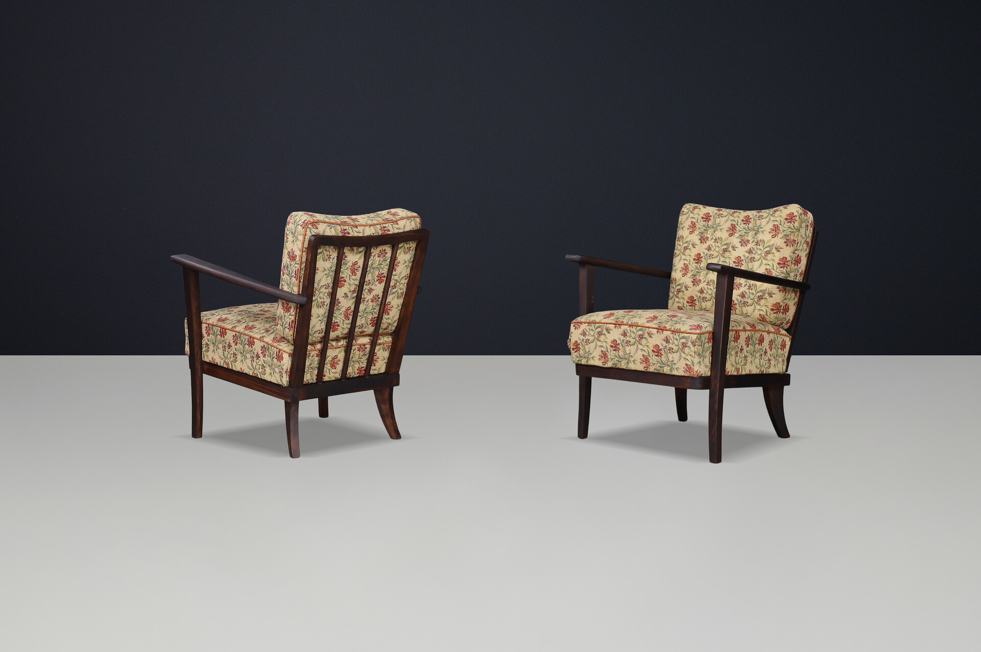 Art-Deco Arm Chairs / lounge chairs original Upholstered Fabric, Praque 1930s Mid-20th century