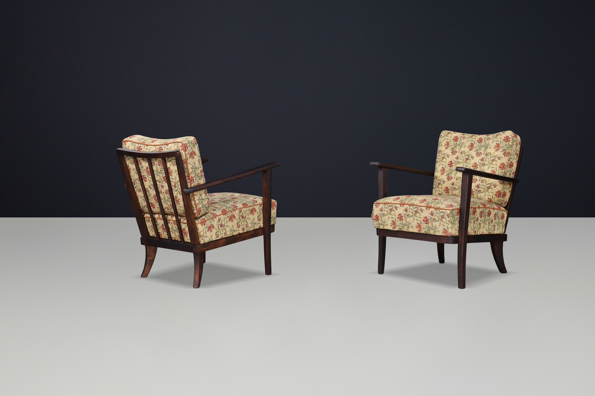 Art-Deco Arm Chairs / lounge chairs original Upholstered Fabric, Praque 1930s Mid-20th century