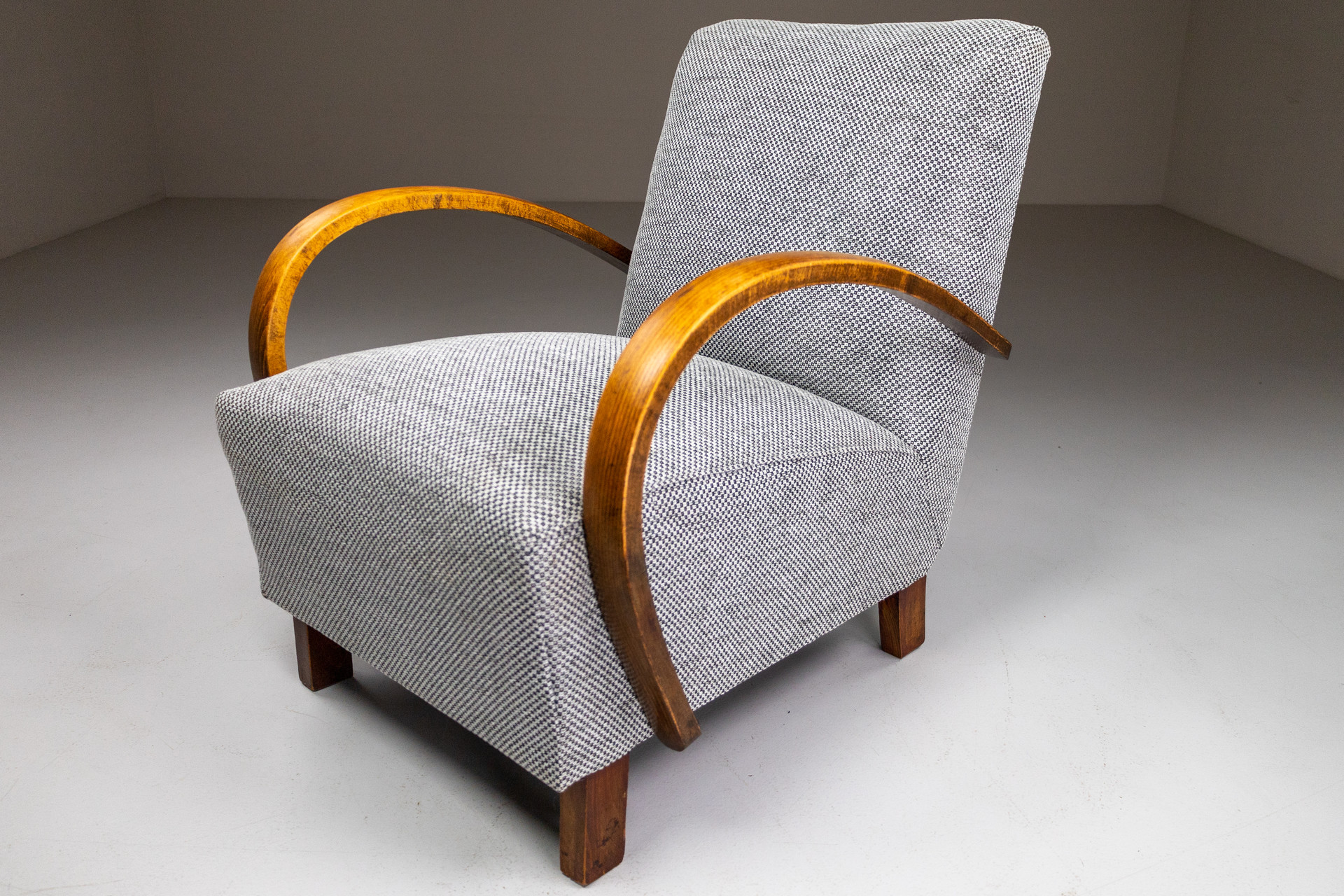 Art-Deco Arm Chairs With New Upholstered Fabric, Praque 1940s Early-20th century