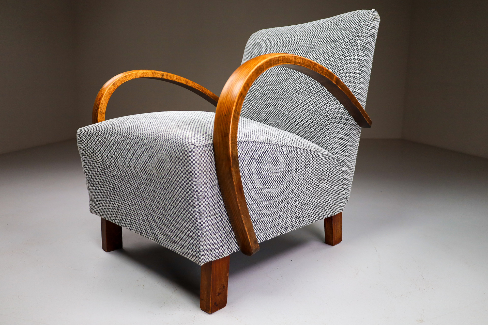 Art-Deco Arm Chairs With New Upholstered Fabric, Praque 1940s Early-20th century