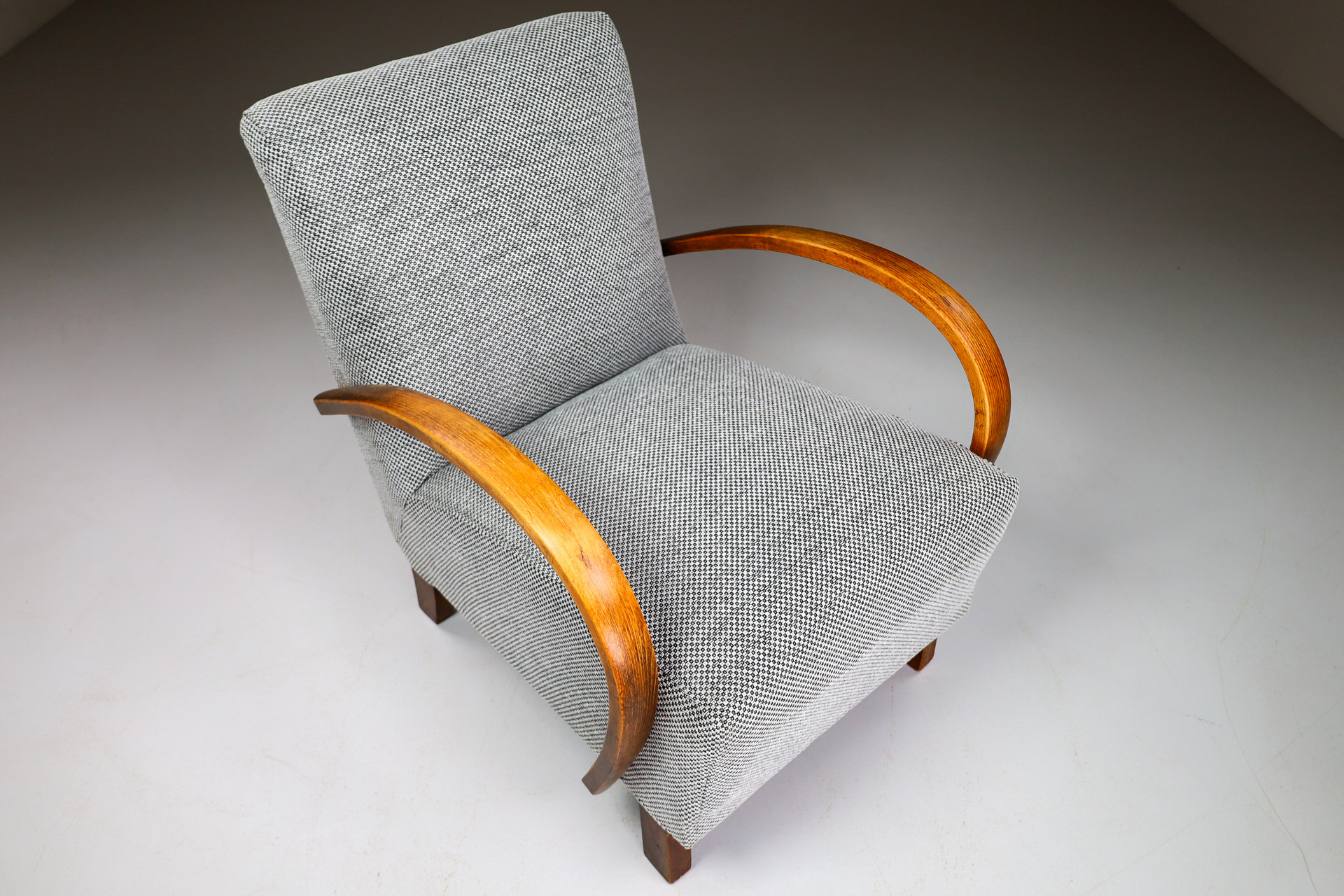 Art-Deco Arm Chairs With New Upholstered Fabric, Praque 1940s Early-20th century
