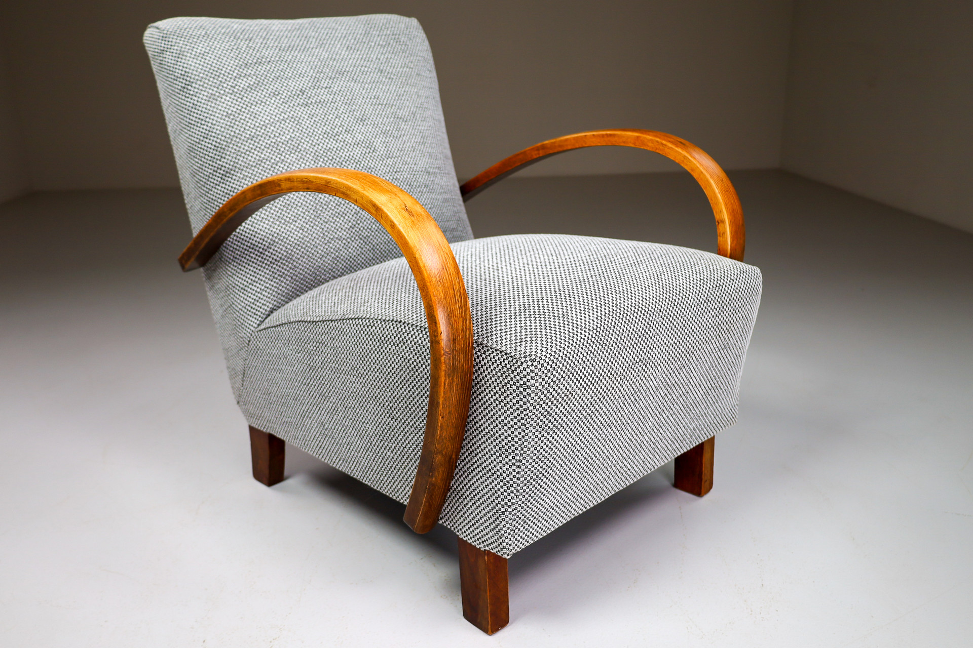 Art-Deco Arm Chairs With New Upholstered Fabric, Praque 1940s Early-20th century