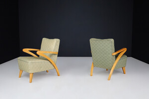 Art deco arm chairs with original upholstery By j Halabala Praque 1930s Mid-20th century