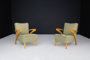 Art deco arm chairs with original upholstery By j Halabala Praque 1930s Mid-20th century