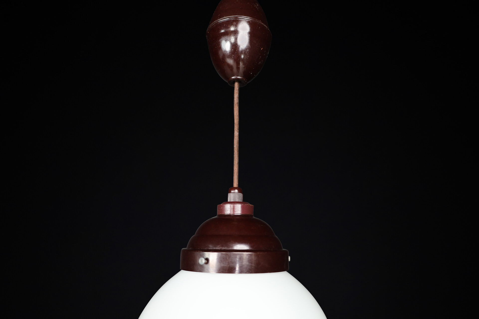 Art Deco Bakelite and opaline glass pendant, France 1920 Early-20th century