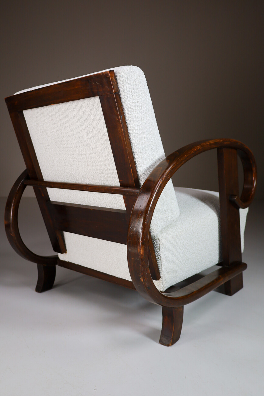 Art-Deco Bentwood Arm Chairs With New Boucle Fabric, Vienna 1920s Early-20th century