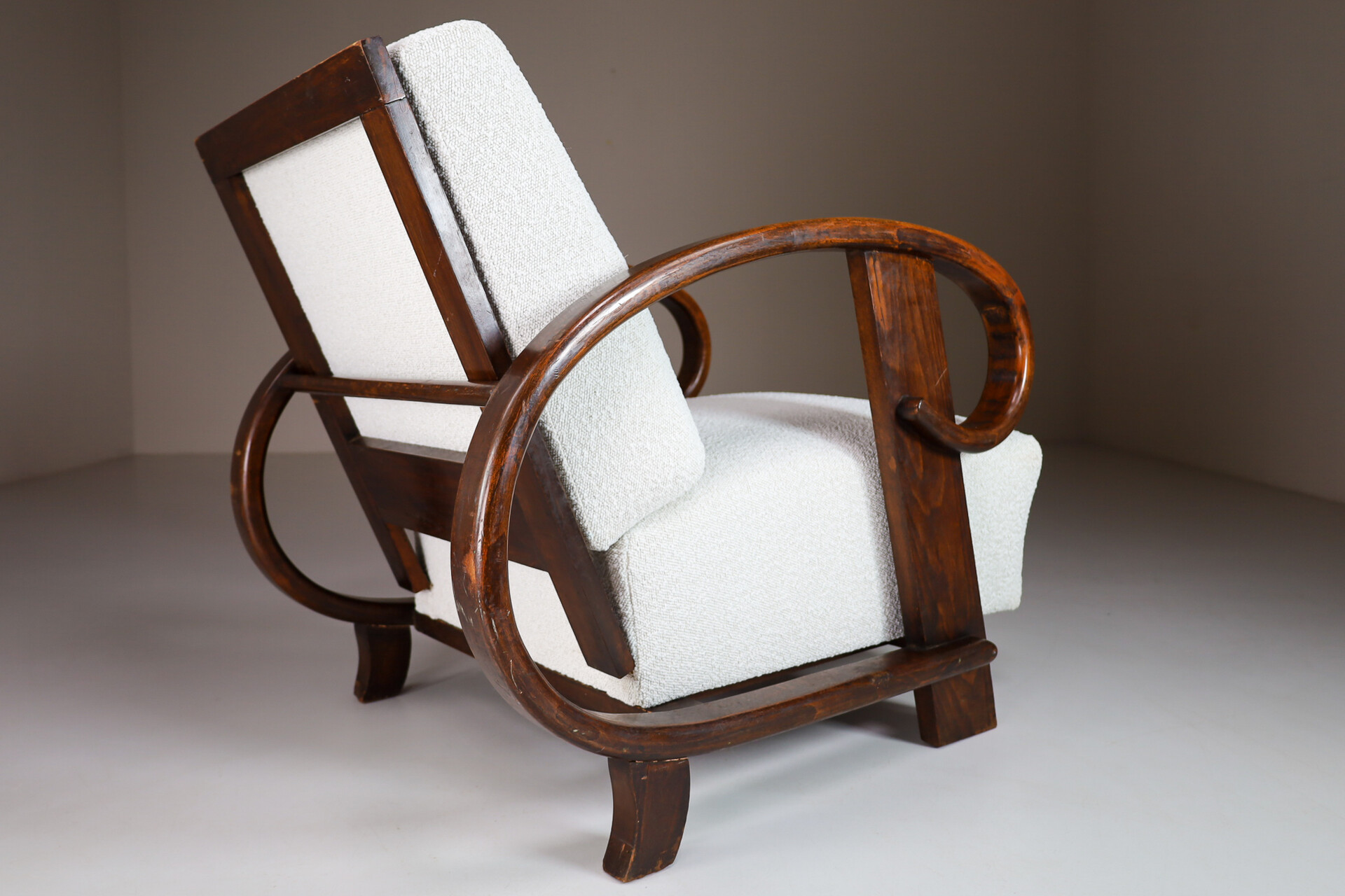 Art-Deco Bentwood Arm Chairs With New Boucle Fabric, Vienna 1920s Early-20th century