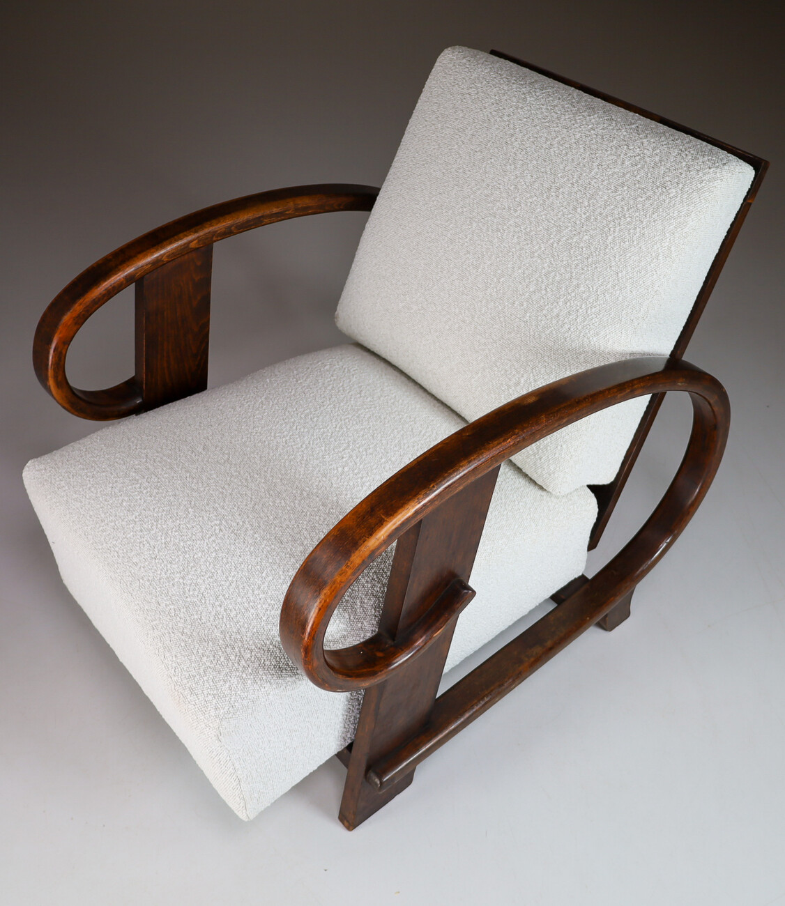 Art-Deco Bentwood Arm Chairs With New Boucle Fabric, Vienna 1920s Early-20th century