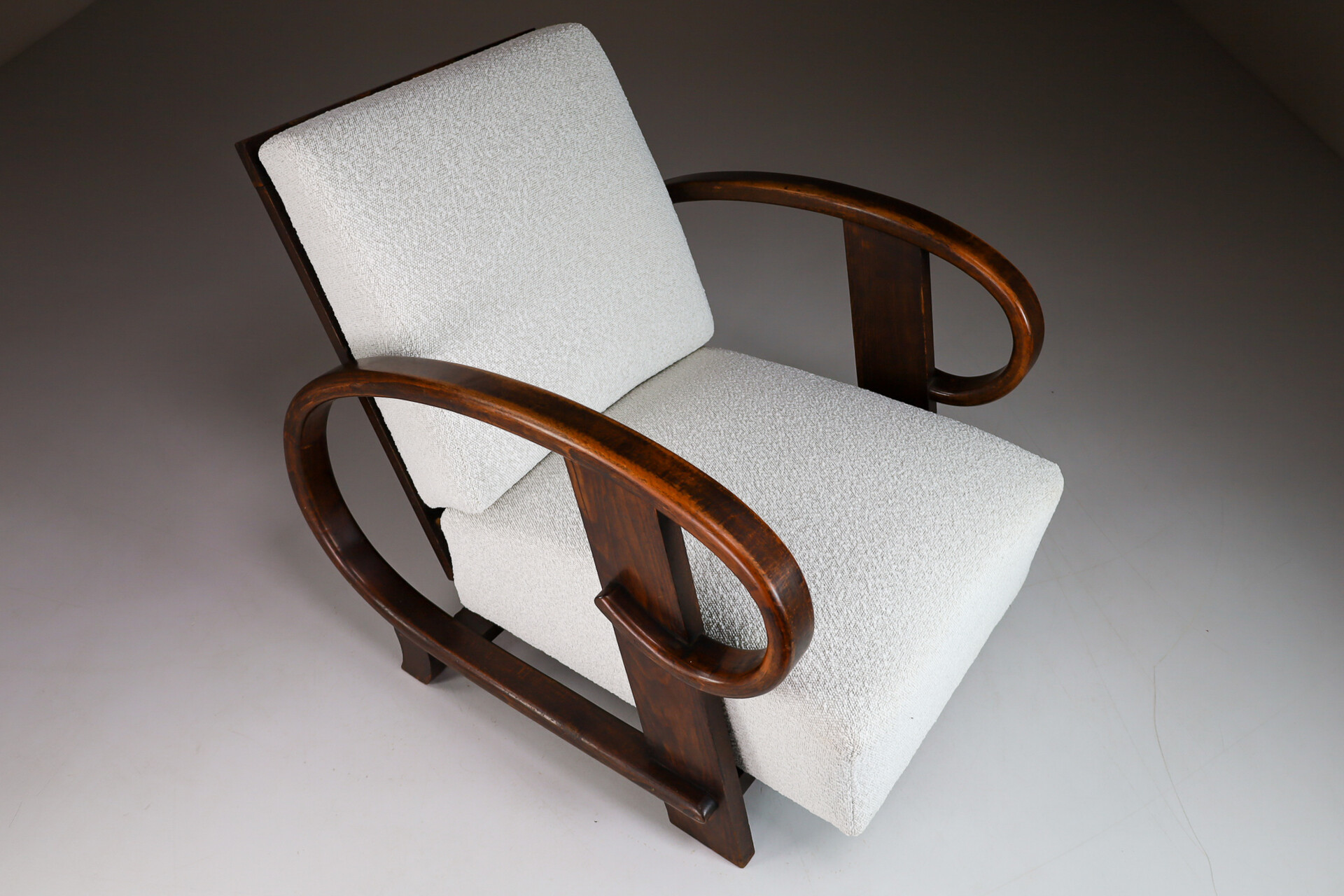 Art-Deco Bentwood Arm Chairs With New Boucle Fabric, Vienna 1920s Early-20th century
