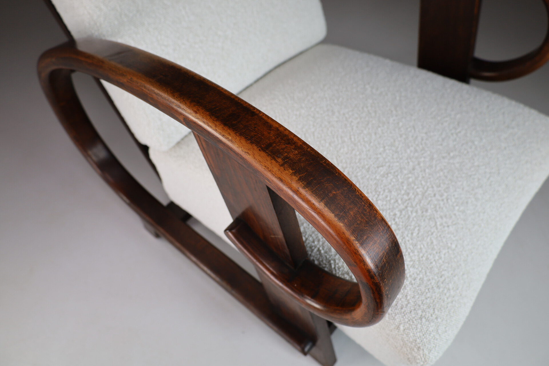Art-Deco Bentwood Arm Chairs With New Boucle Fabric, Vienna 1920s Early-20th century