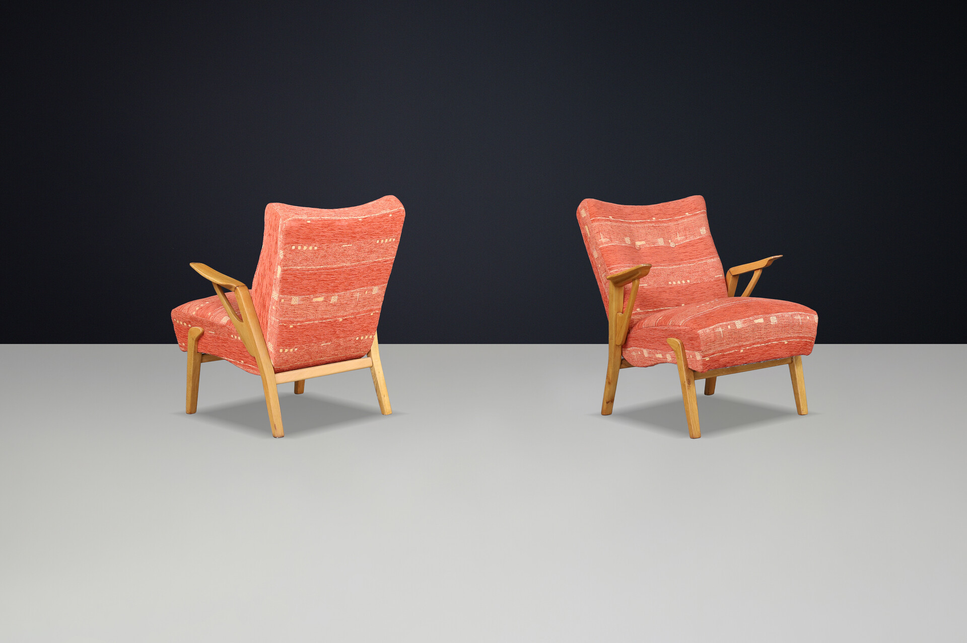 Art deco Blond oak armchairs by Antonin Kybal, Czechoslovakia 1930 Mid-20th century