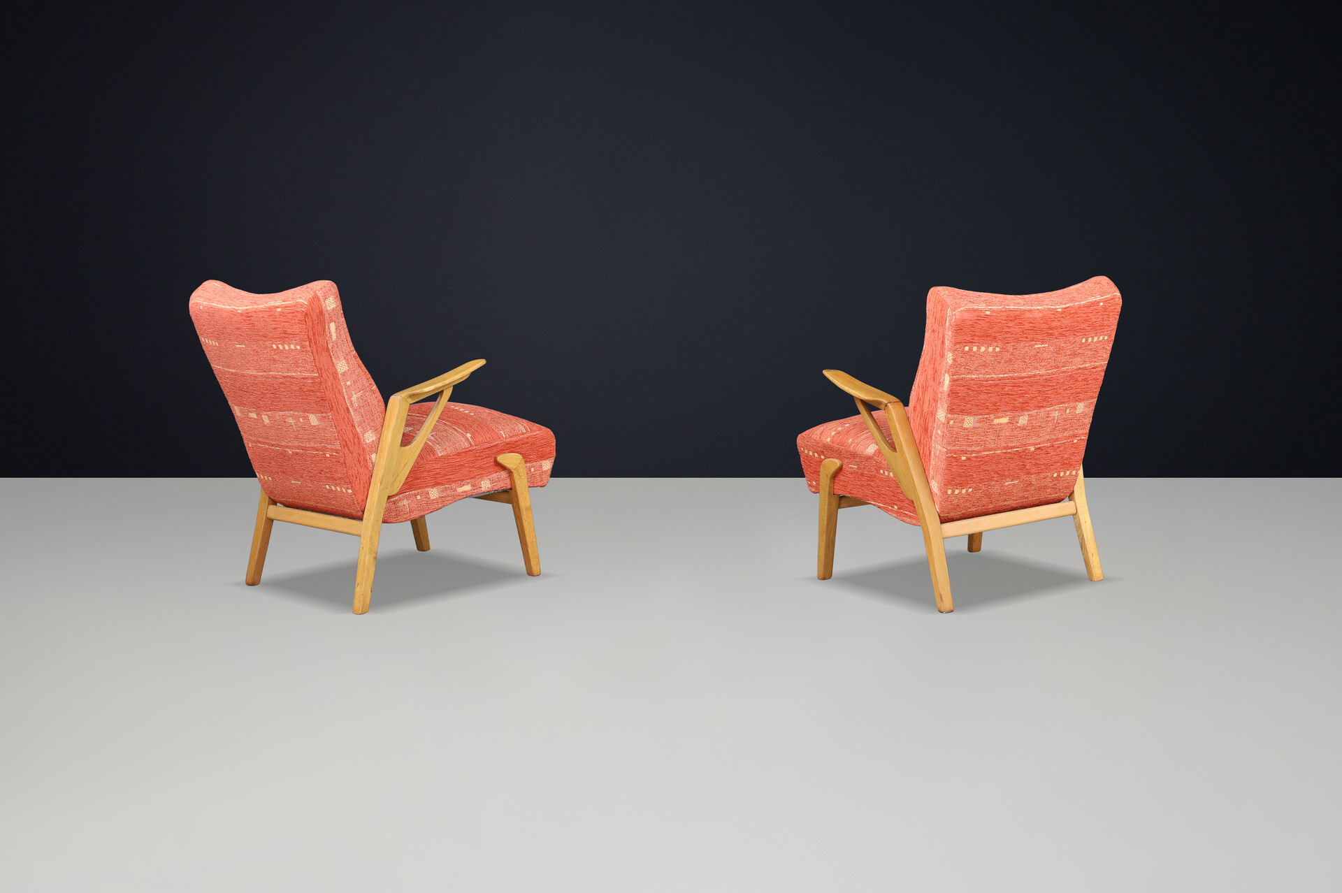 Art deco Blond oak armchairs by Antonin Kybal, Czechoslovakia 1930 Mid-20th century