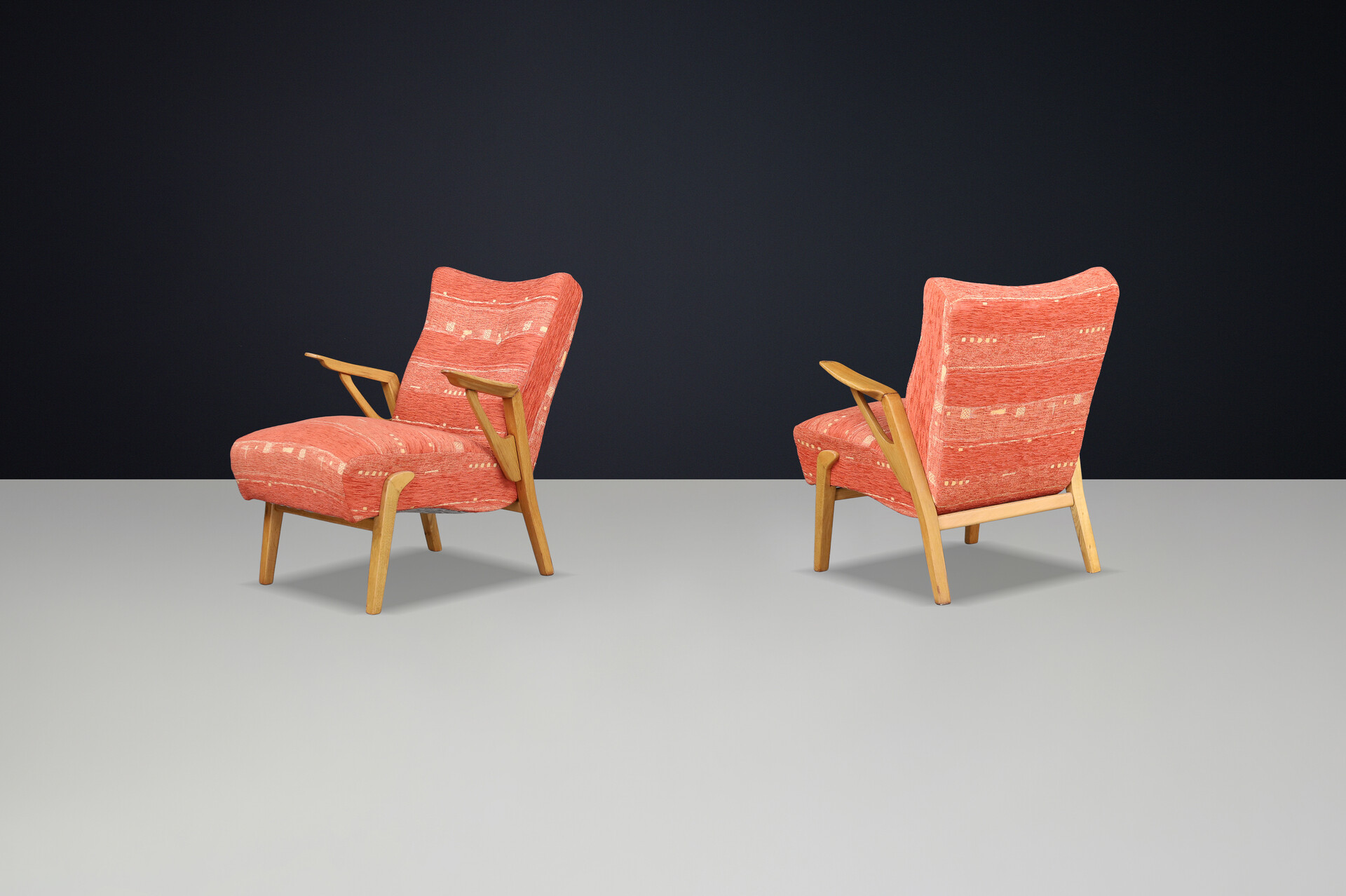 Art deco Blond oak armchairs by Antonin Kybal, Czechoslovakia 1930 Mid-20th century