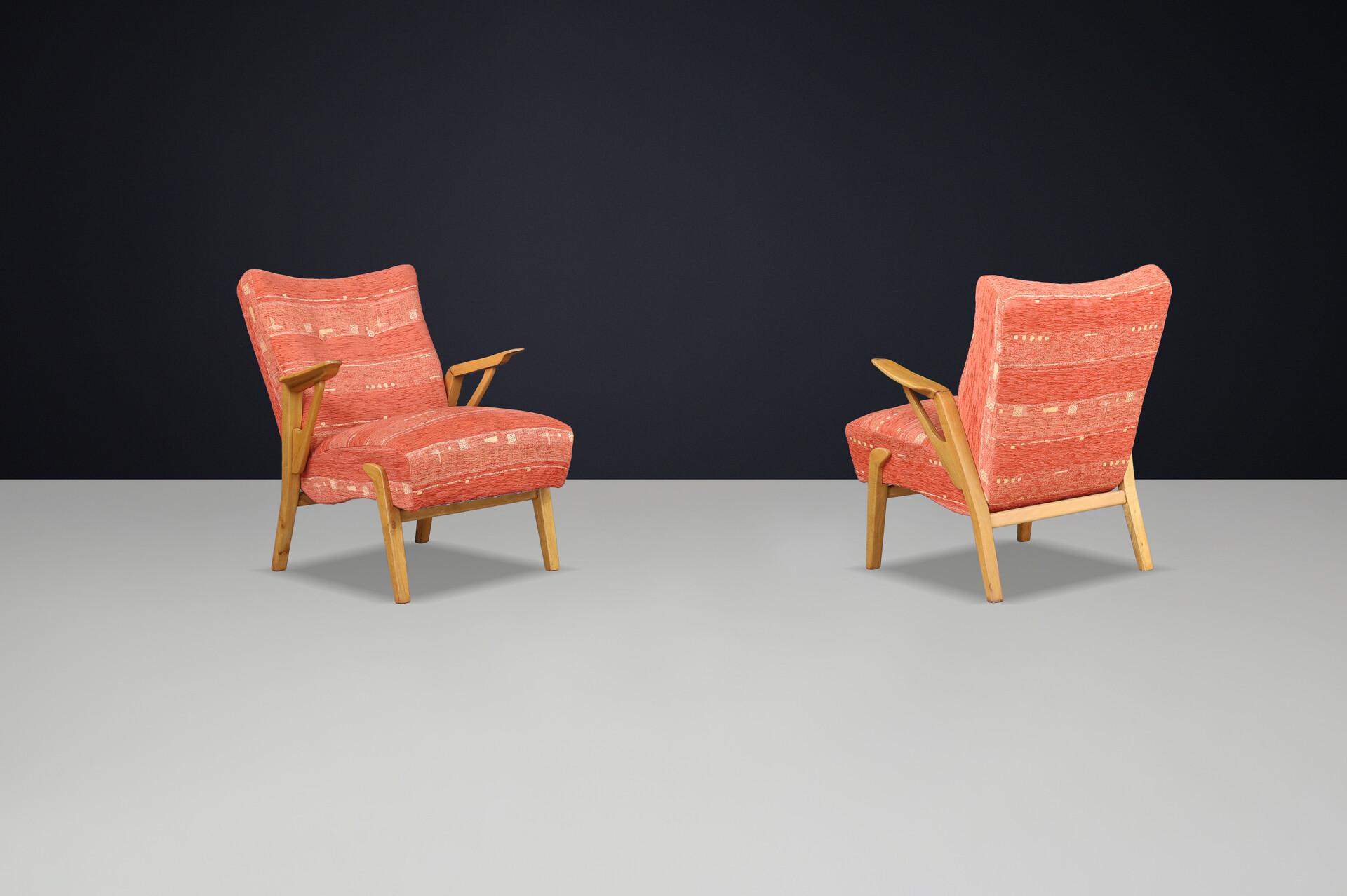 Art deco Blond oak armchairs by Antonin Kybal, Czechoslovakia 1930 Mid-20th century