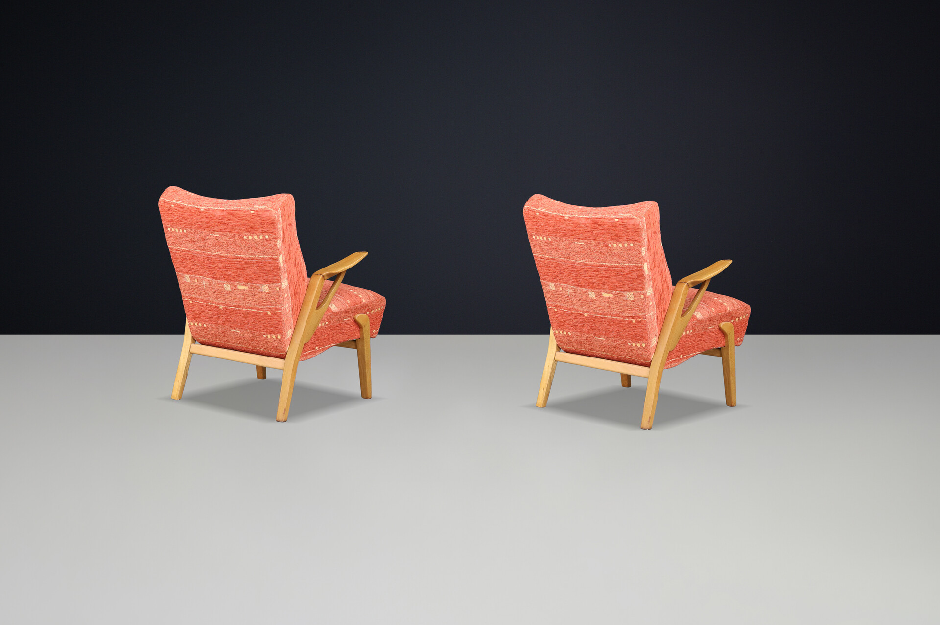 Art deco Blond oak armchairs by Antonin Kybal, Czechoslovakia 1930 Mid-20th century