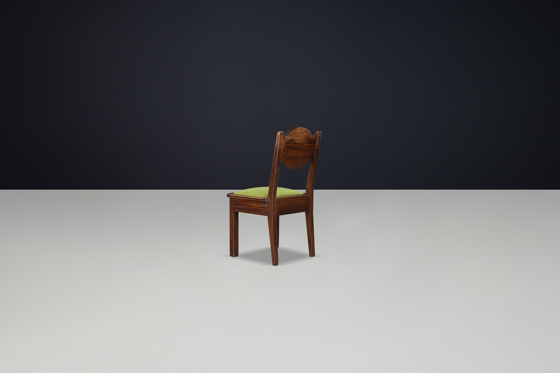 Art-Deco Charles Dudouyt Carved Oak Dining Chairs with Original Velvet, France Early-20th century