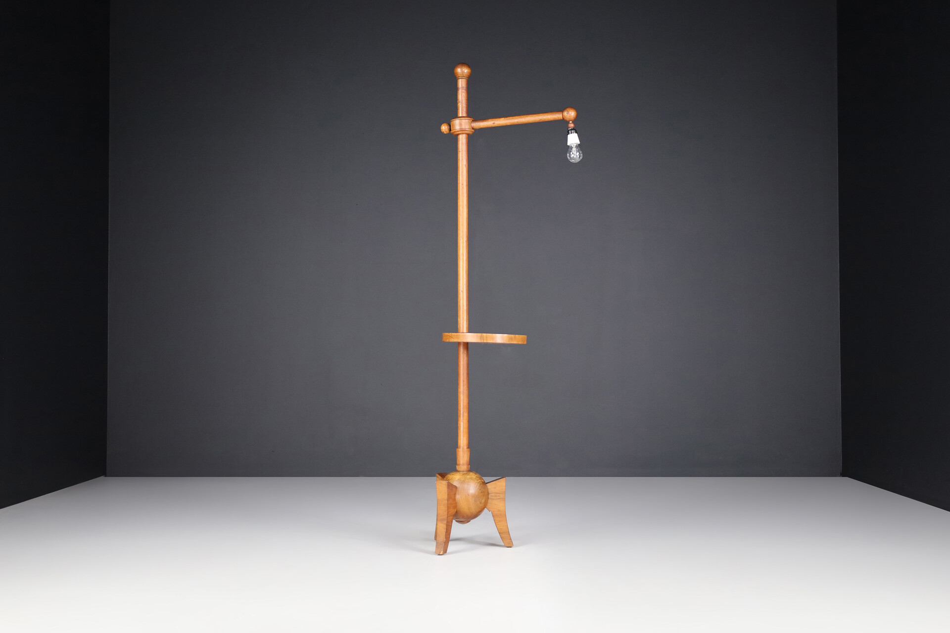 Art deco floor lamp in Walnut wood , Austria 1930s Early-20th century