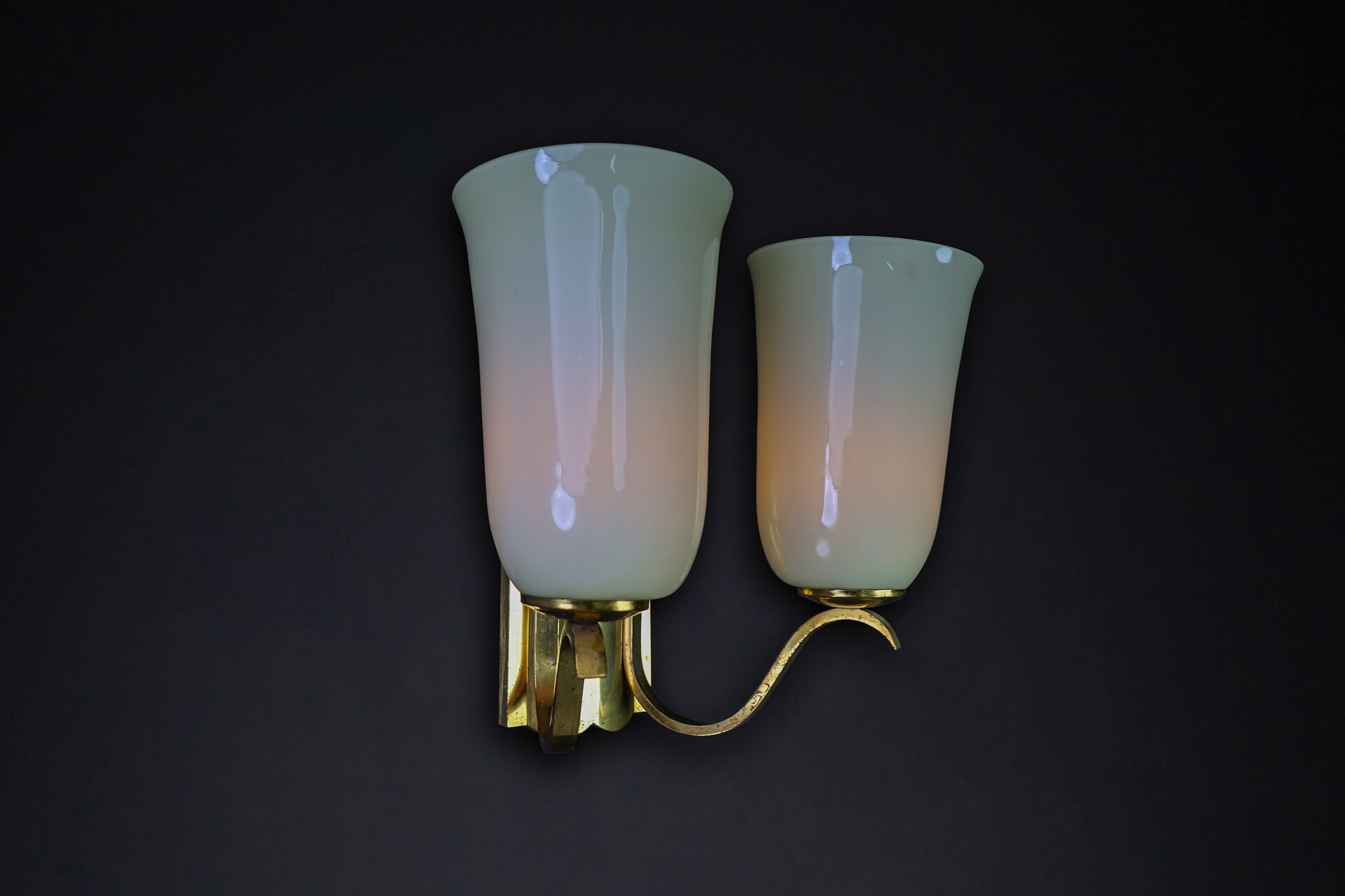 Art Deco Glass and brass Sconces, Germany 1930s Early-20th century