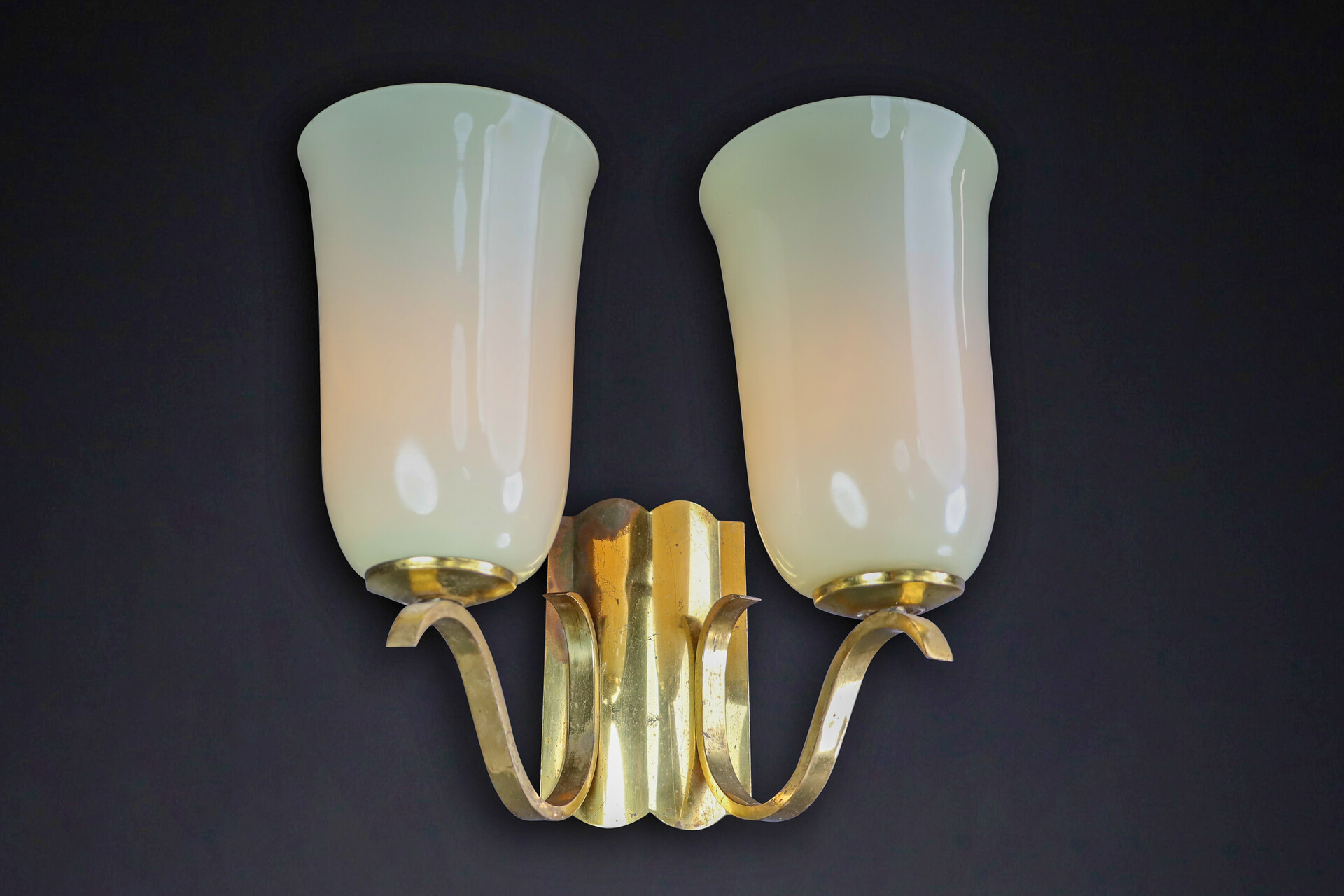 Art Deco Glass and brass Sconces, Germany 1930s Early-20th century